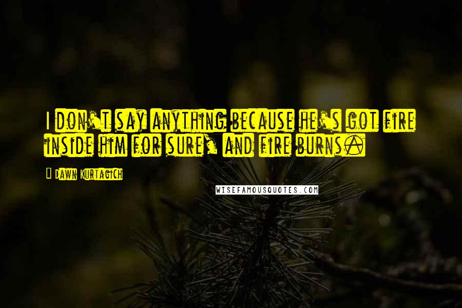 Dawn Kurtagich Quotes: I don't say anything because he's got fire inside him for sure, and fire burns.