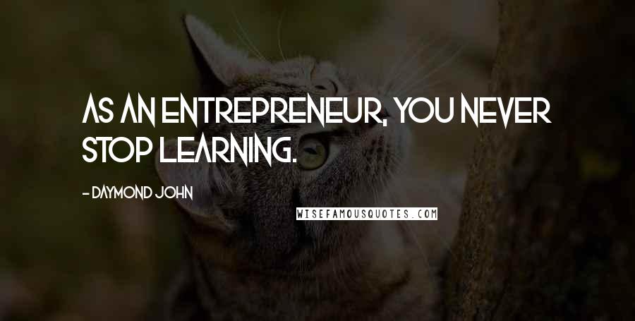 Daymond John Quotes: As an entrepreneur, you never stop learning.