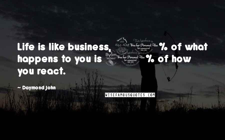 Daymond John Quotes: Life is like business, 20% of what happens to you is 80% of how you react.