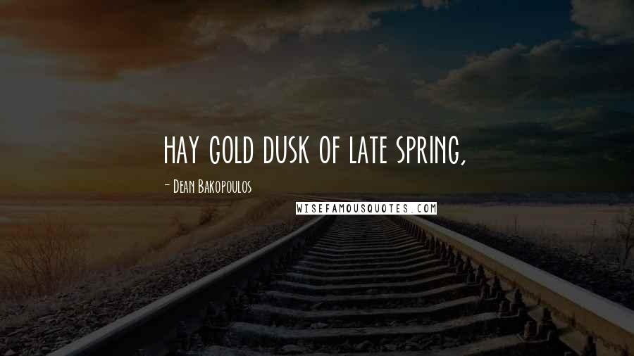 Dean Bakopoulos Quotes: hay gold dusk of late spring,