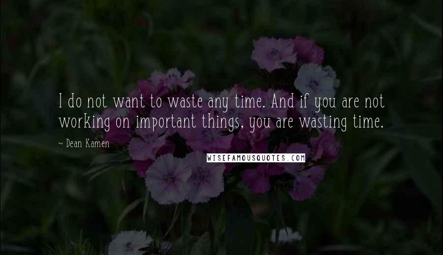 Dean Kamen Quotes: I do not want to waste any time. And if you are not working on important things, you are wasting time.