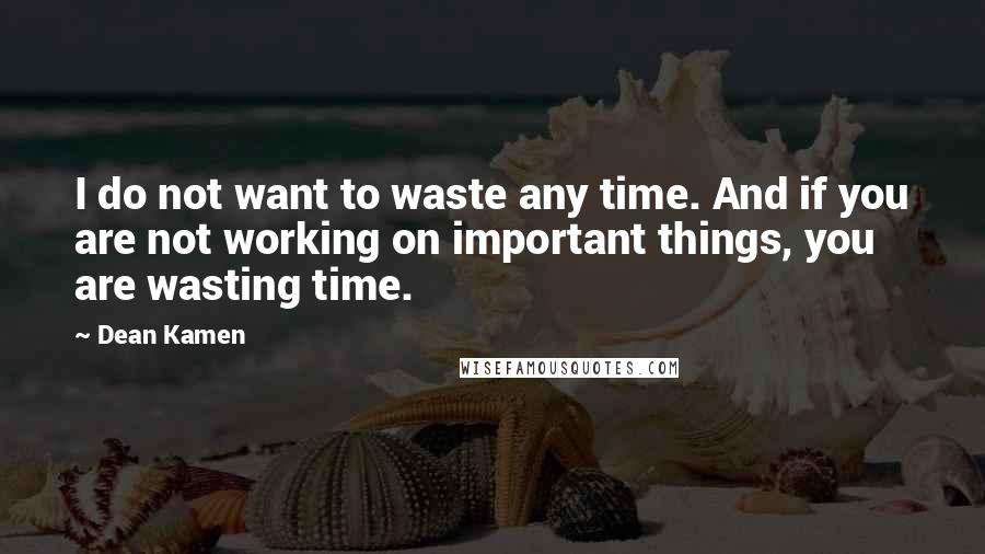 Dean Kamen Quotes: I do not want to waste any time. And if you are not working on important things, you are wasting time.