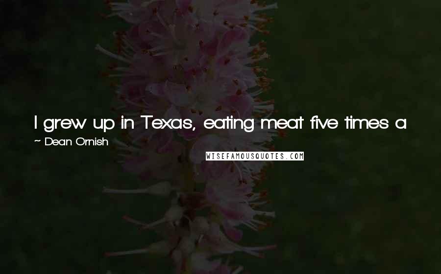 Dean Ornish Quotes: I grew up in Texas, eating meat five times a day, and I liked meat. But I began being a vegetarian when I was 19 because I found that I felt better.