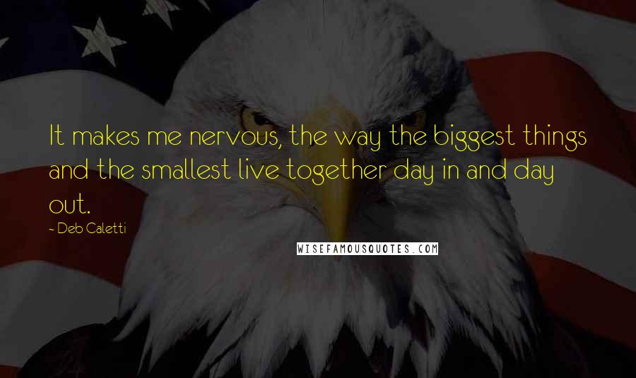 Deb Caletti Quotes: It makes me nervous, the way the biggest things and the smallest live together day in and day out.