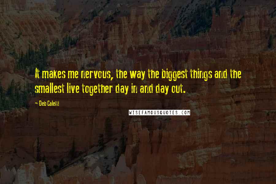 Deb Caletti Quotes: It makes me nervous, the way the biggest things and the smallest live together day in and day out.
