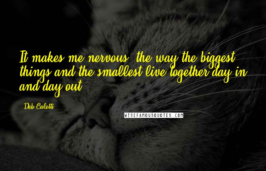 Deb Caletti Quotes: It makes me nervous, the way the biggest things and the smallest live together day in and day out.