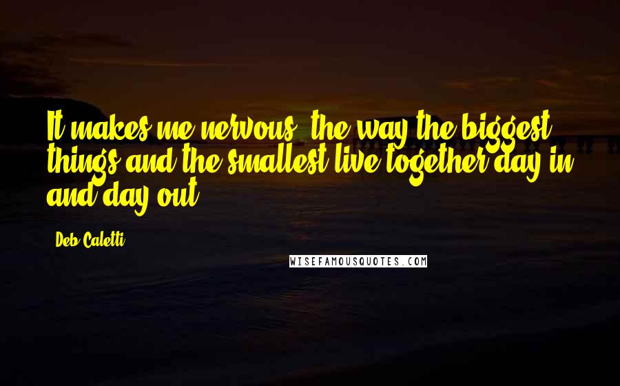 Deb Caletti Quotes: It makes me nervous, the way the biggest things and the smallest live together day in and day out.