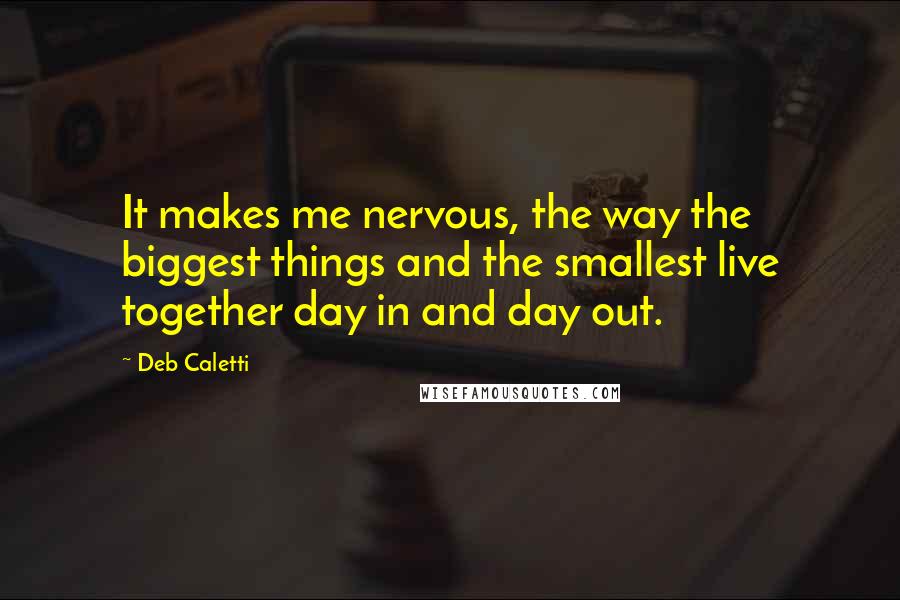 Deb Caletti Quotes: It makes me nervous, the way the biggest things and the smallest live together day in and day out.