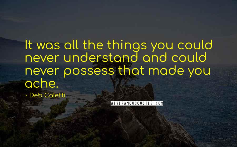 Deb Caletti Quotes: It was all the things you could never understand and could never possess that made you ache.