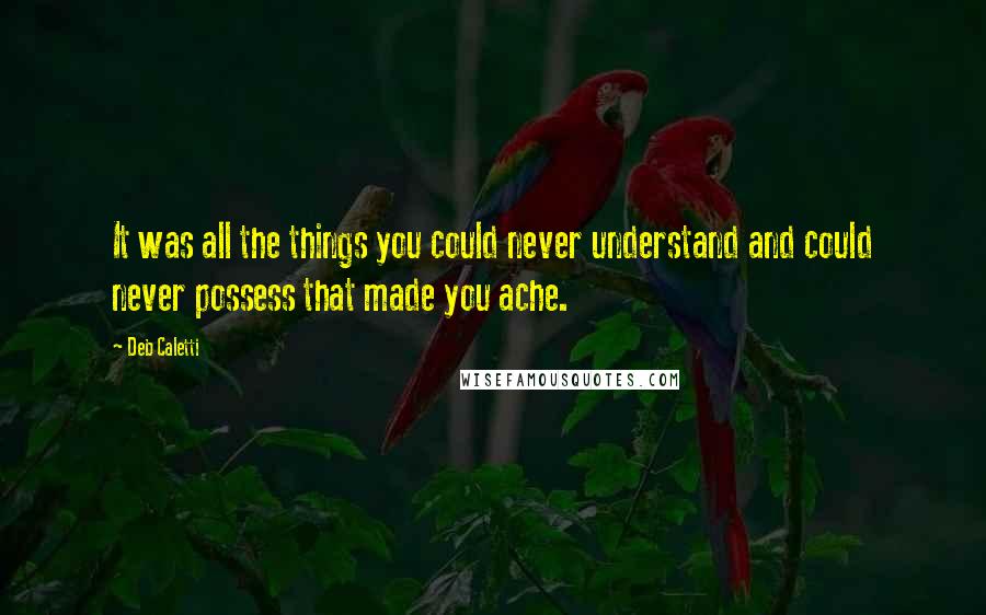 Deb Caletti Quotes: It was all the things you could never understand and could never possess that made you ache.