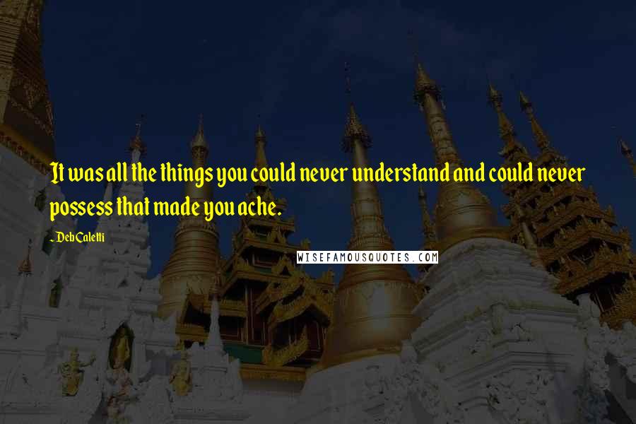Deb Caletti Quotes: It was all the things you could never understand and could never possess that made you ache.