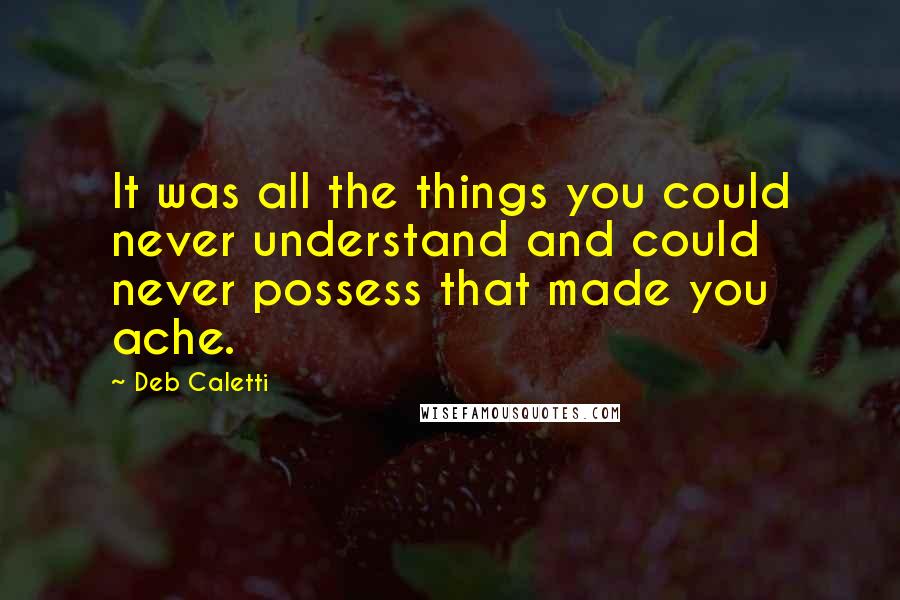 Deb Caletti Quotes: It was all the things you could never understand and could never possess that made you ache.
