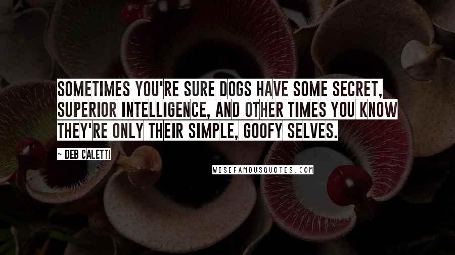 Deb Caletti Quotes: Sometimes you're sure dogs have some secret, superior intelligence, and other times you know they're only their simple, goofy selves.