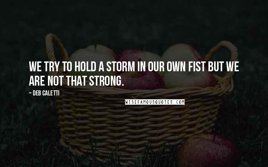 Deb Caletti Quotes: We try to hold a storm in our own fist but we are not that strong.