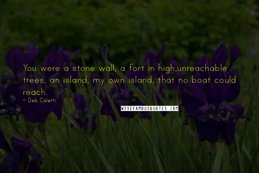 Deb Caletti Quotes: You were a stone wall, a fort in high,unreachable trees, an island, my own island, that no boat could reach.