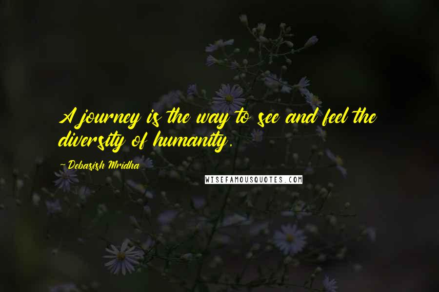 Debasish Mridha Quotes: A journey is the way to see and feel the diversity of humanity.