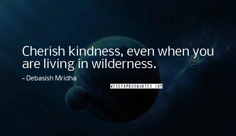 Debasish Mridha Quotes: Cherish kindness, even when you are living in wilderness.