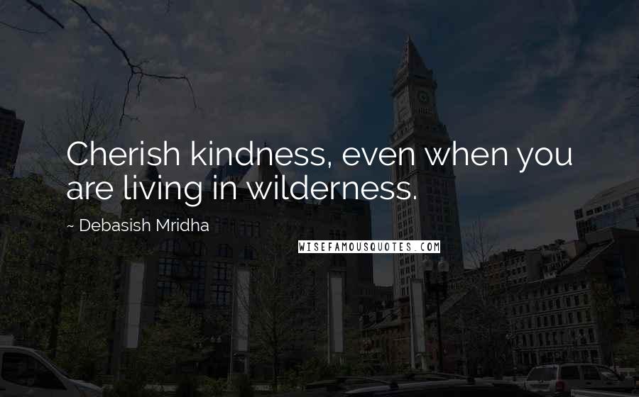 Debasish Mridha Quotes: Cherish kindness, even when you are living in wilderness.