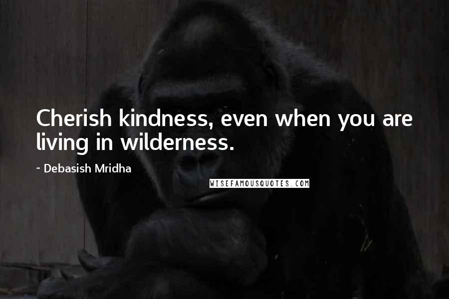 Debasish Mridha Quotes: Cherish kindness, even when you are living in wilderness.