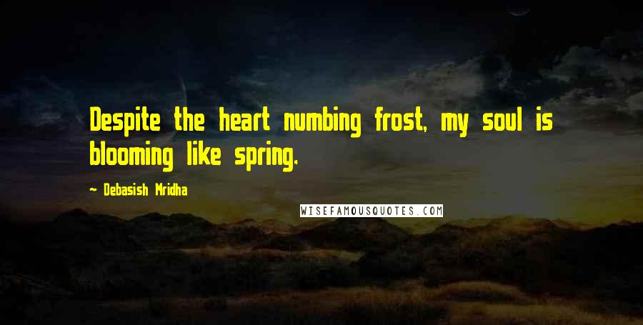 Debasish Mridha Quotes: Despite the heart numbing frost, my soul is blooming like spring.
