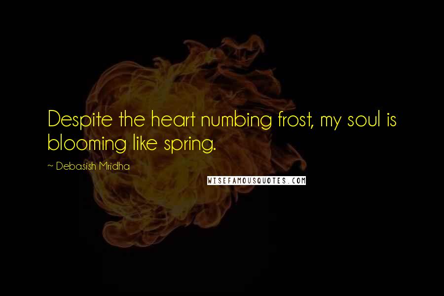 Debasish Mridha Quotes: Despite the heart numbing frost, my soul is blooming like spring.