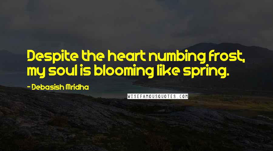 Debasish Mridha Quotes: Despite the heart numbing frost, my soul is blooming like spring.