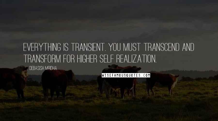 Debasish Mridha Quotes: Everything is transient. You must transcend and transform for higher self realization.