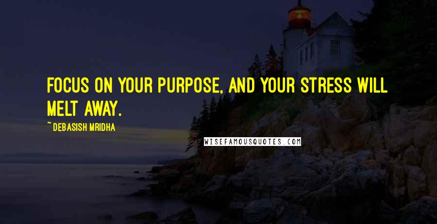 Debasish Mridha Quotes: Focus on your purpose, and your stress will melt away.