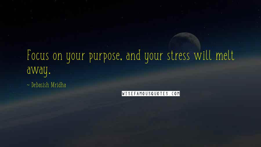 Debasish Mridha Quotes: Focus on your purpose, and your stress will melt away.