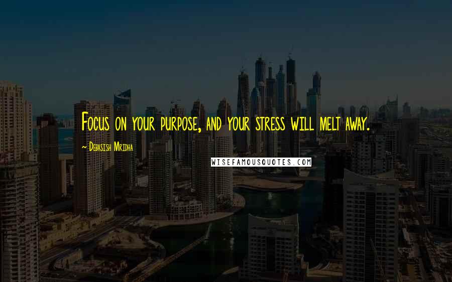 Debasish Mridha Quotes: Focus on your purpose, and your stress will melt away.