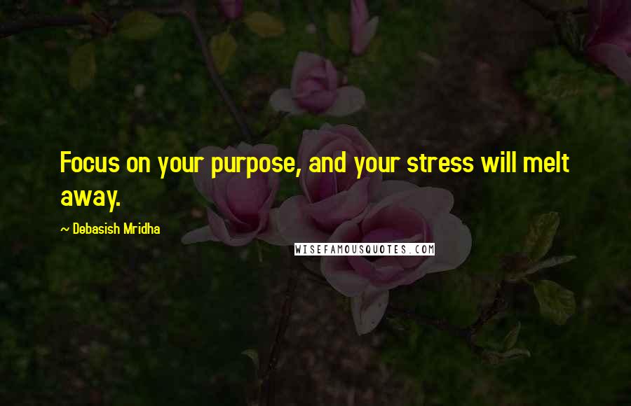 Debasish Mridha Quotes: Focus on your purpose, and your stress will melt away.