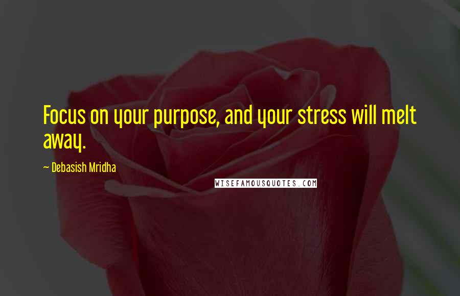 Debasish Mridha Quotes: Focus on your purpose, and your stress will melt away.