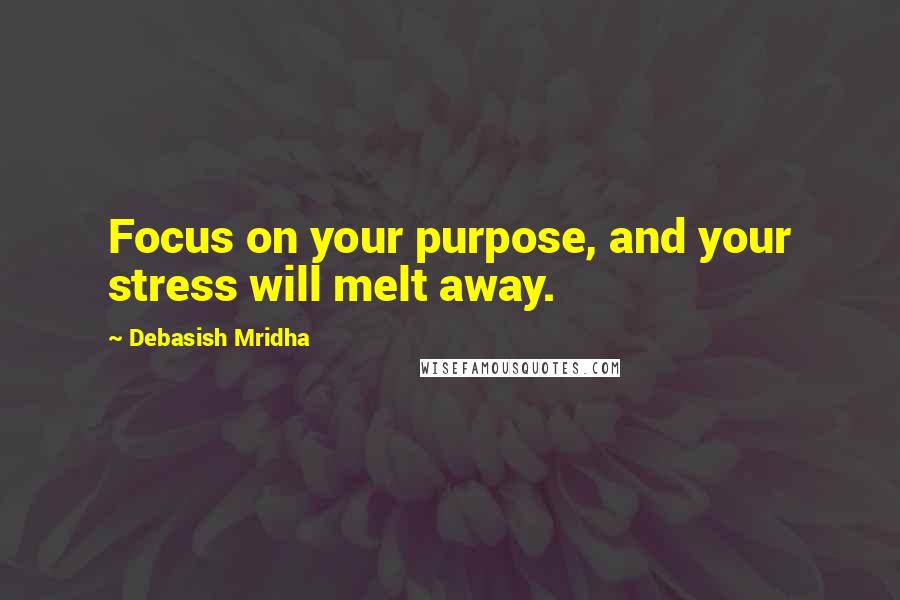 Debasish Mridha Quotes: Focus on your purpose, and your stress will melt away.