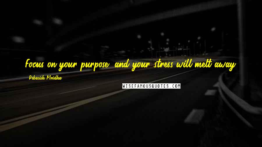 Debasish Mridha Quotes: Focus on your purpose, and your stress will melt away.