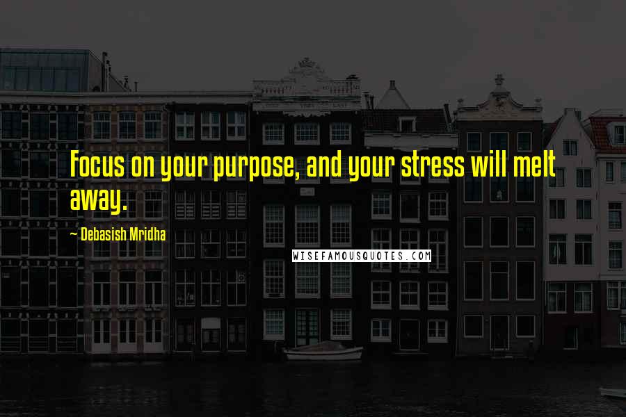 Debasish Mridha Quotes: Focus on your purpose, and your stress will melt away.