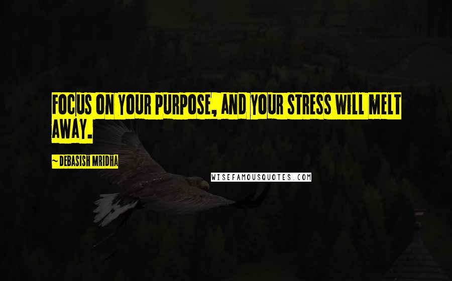 Debasish Mridha Quotes: Focus on your purpose, and your stress will melt away.