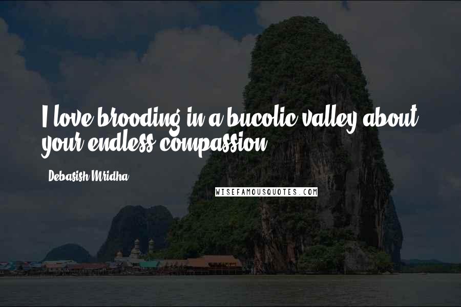 Debasish Mridha Quotes: I love brooding in a bucolic valley about your endless compassion.