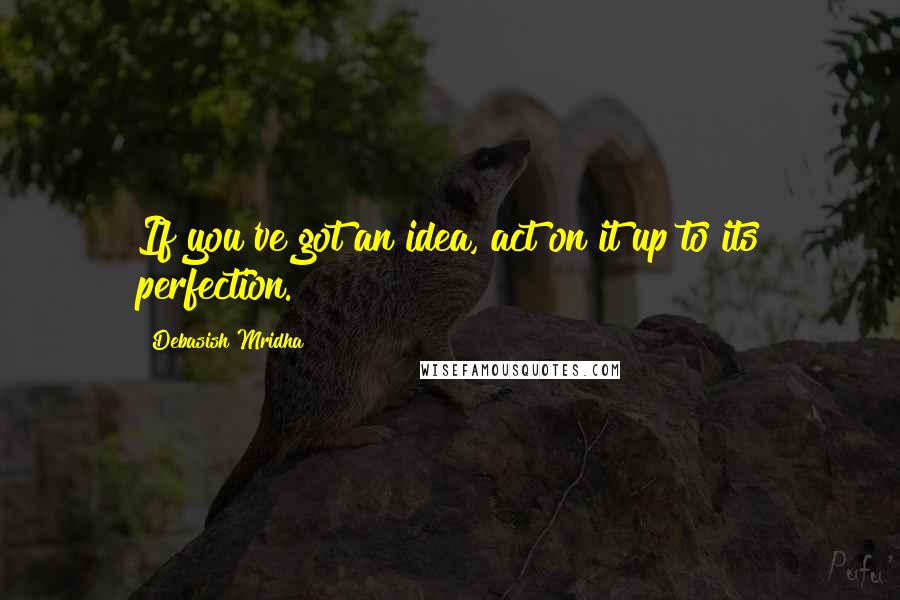 Debasish Mridha Quotes: If you've got an idea, act on it up to its perfection.