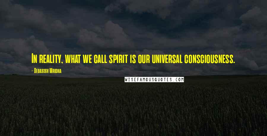Debasish Mridha Quotes: In reality, what we call spirit is our universal consciousness.