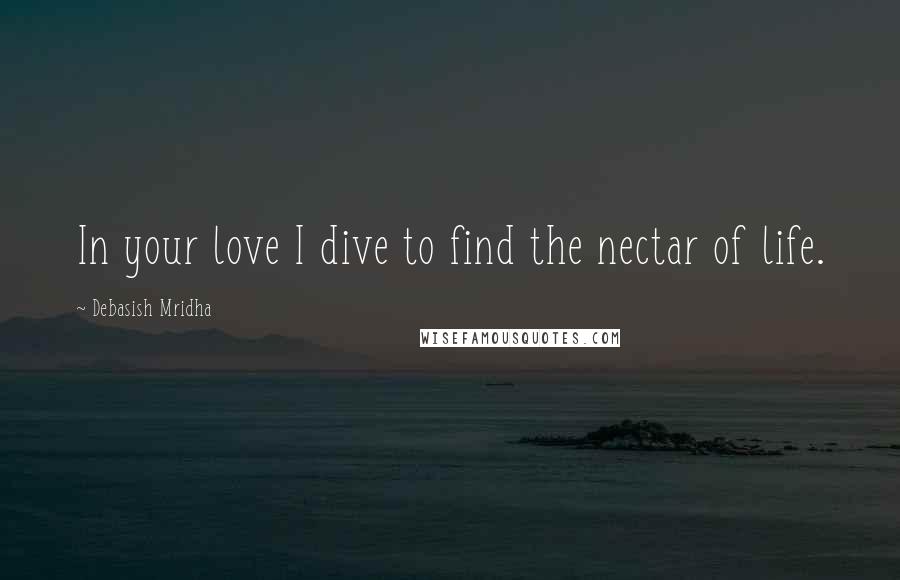 Debasish Mridha Quotes: In your love I dive to find the nectar of life.