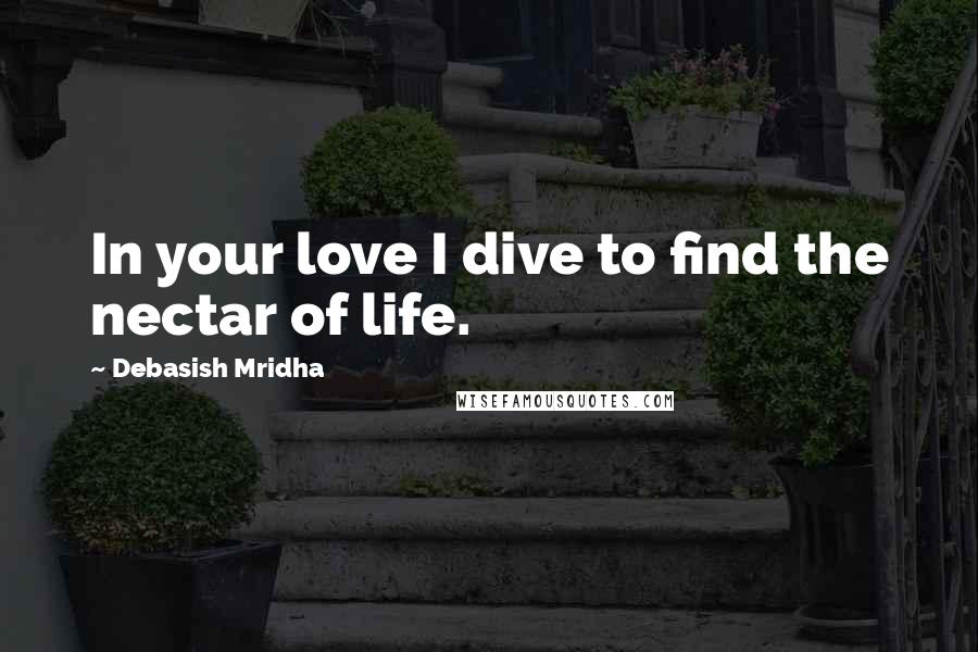 Debasish Mridha Quotes: In your love I dive to find the nectar of life.