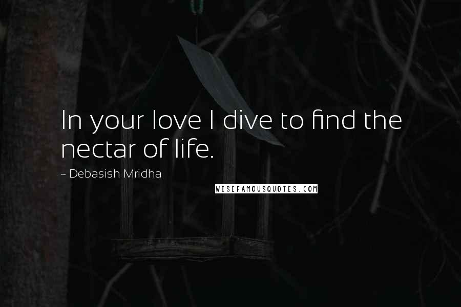 Debasish Mridha Quotes: In your love I dive to find the nectar of life.