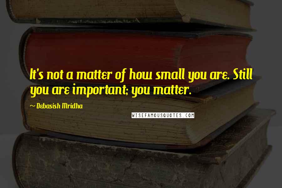 Debasish Mridha Quotes: It's not a matter of how small you are. Still you are important; you matter.