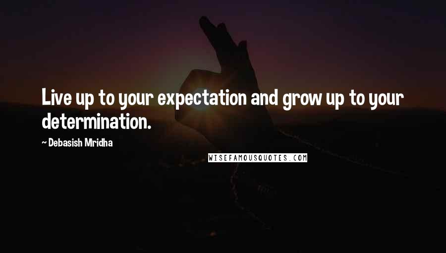 Debasish Mridha Quotes: Live up to your expectation and grow up to your determination.