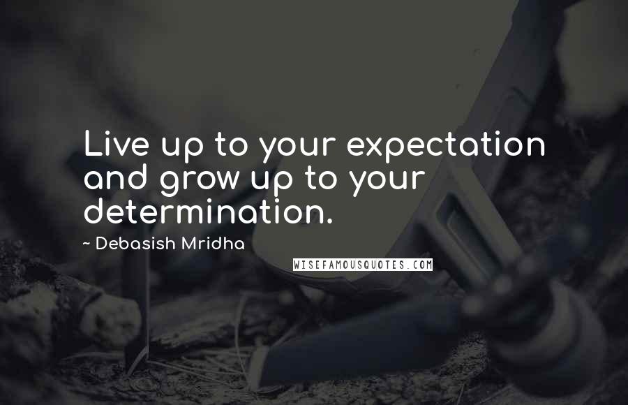 Debasish Mridha Quotes: Live up to your expectation and grow up to your determination.