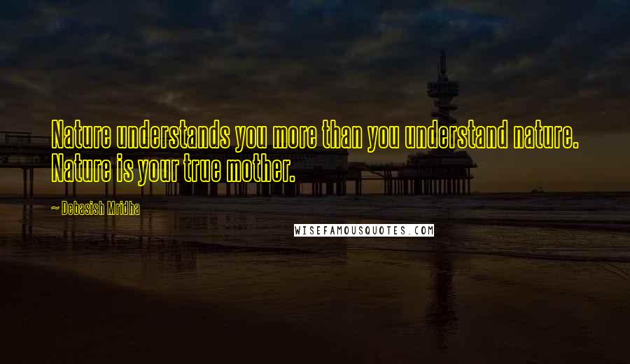 Debasish Mridha Quotes: Nature understands you more than you understand nature. Nature is your true mother.