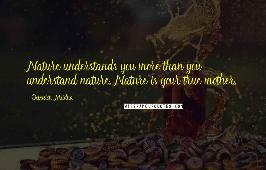 Debasish Mridha Quotes: Nature understands you more than you understand nature. Nature is your true mother.