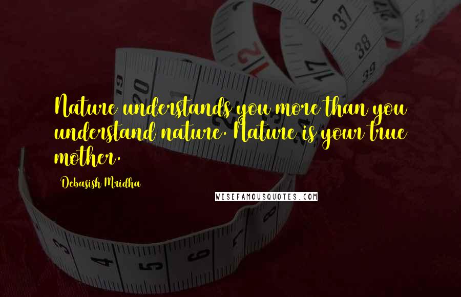 Debasish Mridha Quotes: Nature understands you more than you understand nature. Nature is your true mother.