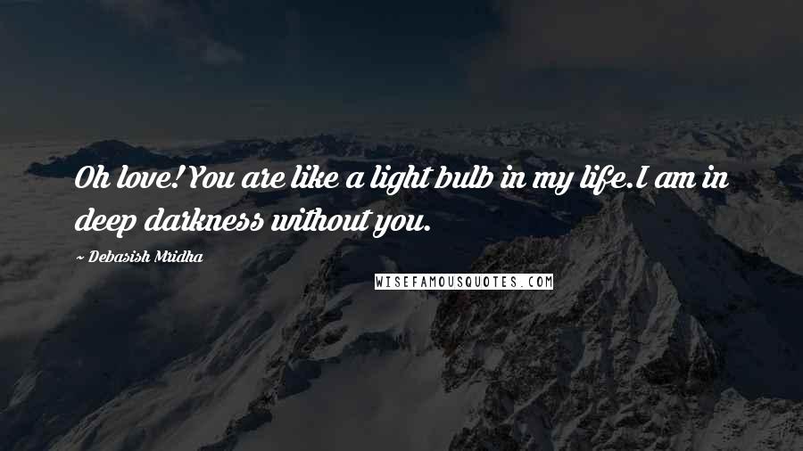 Debasish Mridha Quotes: Oh love! You are like a light bulb in my life.I am in deep darkness without you.