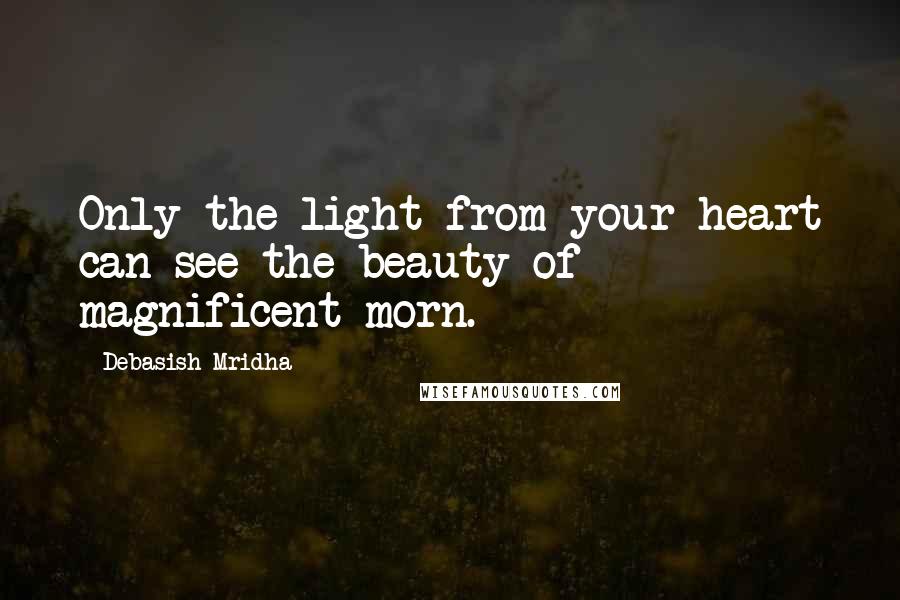 Debasish Mridha Quotes: Only the light from your heart can see the beauty of magnificent morn.